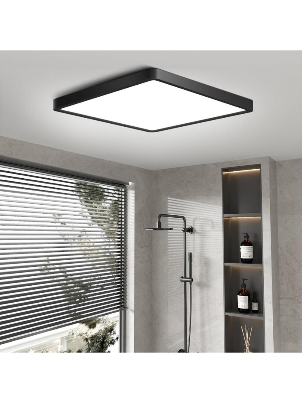 9-Inch 18W Square LED Flush Mount Ceiling Light - Modern Black Panel Lamp for